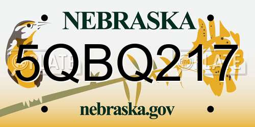 5QBQ217 Nebraska License Plate