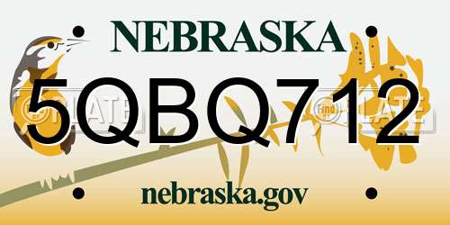 5QBQ712 Nebraska License Plate