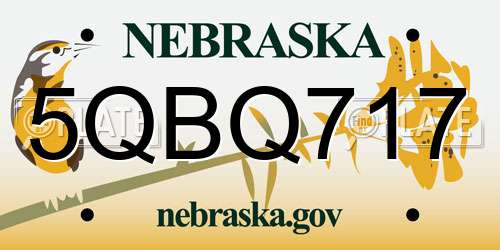 5QBQ717 Nebraska License Plate