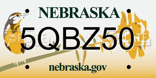 5QBZ50 Nebraska License Plate