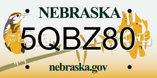 5QBZ80 Nebraska License Plate