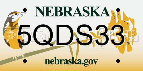 5QDS33 Nebraska License Plate