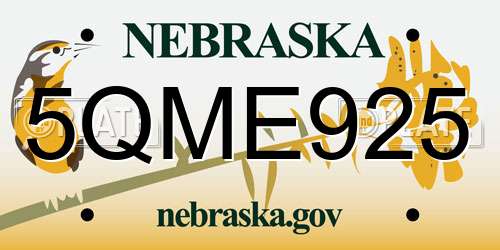 5QME925 Nebraska License Plate