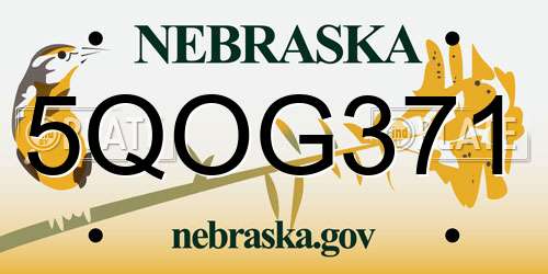 5QOG371 Nebraska License Plate