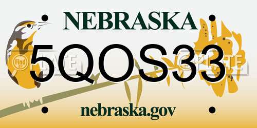 5QOS33 Nebraska License Plate