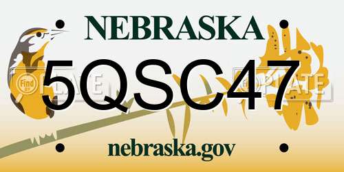 5QSC47 Nebraska License Plate
