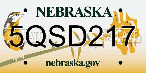 5QSD217 Nebraska License Plate