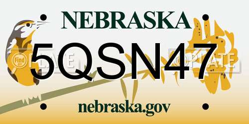 5QSN47 Nebraska License Plate