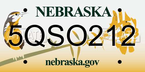 5QSO212 Nebraska License Plate