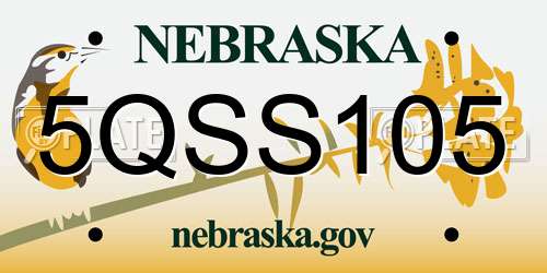 5QSS105 Nebraska License Plate