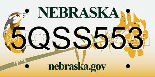 5QSS553 Nebraska License Plate