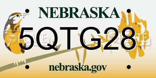 5QTG28 Nebraska License Plate