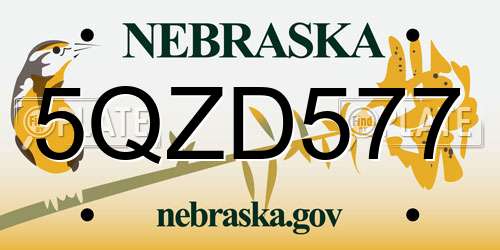 5QZD577 Nebraska License Plate
