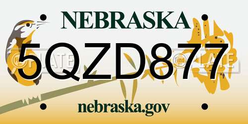 5QZD877 Nebraska License Plate