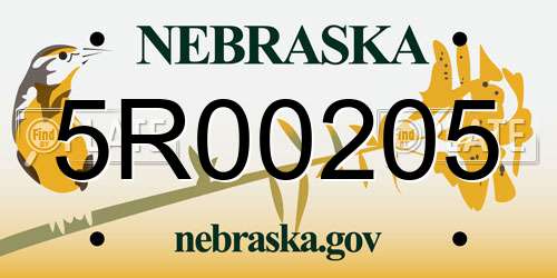 5R00205 Nebraska License Plate