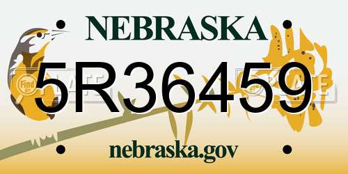 5R36459 Nebraska License Plate