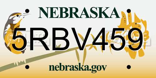 5RBV459 Nebraska License Plate