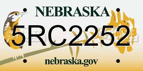5RC2252 Nebraska License Plate