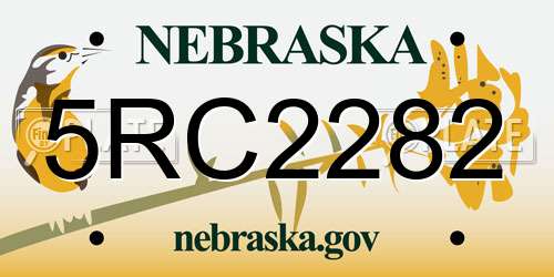 5RC2282 Nebraska License Plate