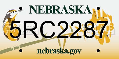 5RC2287 Nebraska License Plate