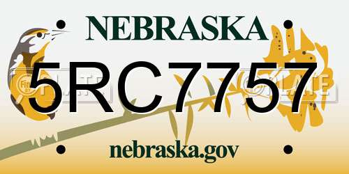 5RC7757 Nebraska License Plate