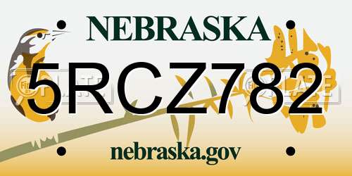 5RCZ782 Nebraska License Plate