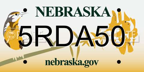 5RDA50 Nebraska License Plate