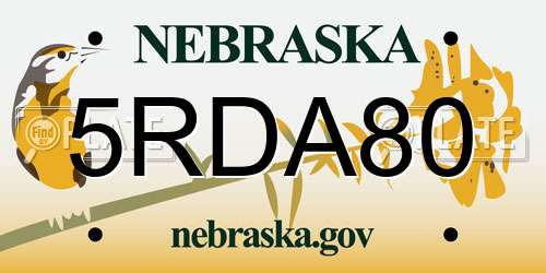 5RDA80 Nebraska License Plate