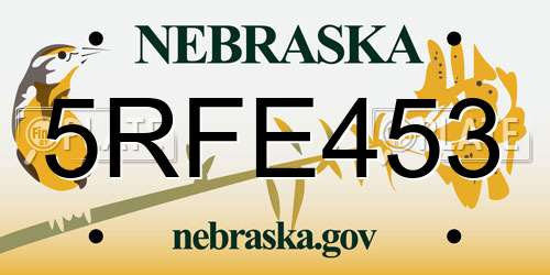 5RFE453 Nebraska License Plate