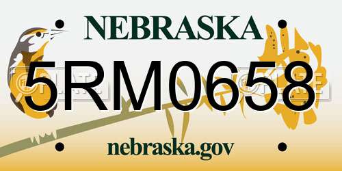 5RM0658 Nebraska License Plate