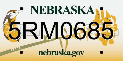 5RM0685 Nebraska License Plate