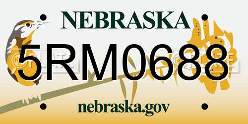 5RM0688 Nebraska License Plate