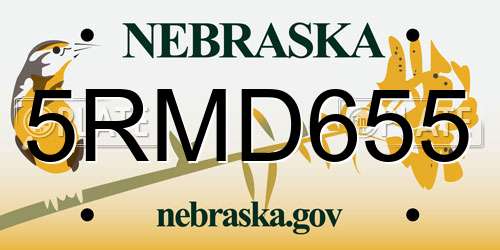 5RMD655 Nebraska License Plate