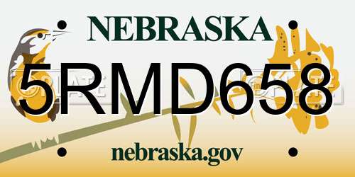 5RMD658 Nebraska License Plate