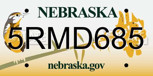 5RMD685 Nebraska License Plate