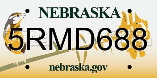 5RMD688 Nebraska License Plate