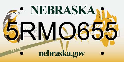 5RMO655 Nebraska License Plate