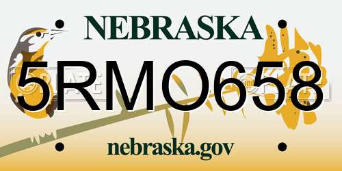 5RMO658 Nebraska License Plate