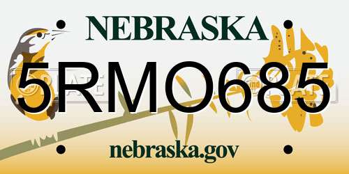 5RMO685 Nebraska License Plate