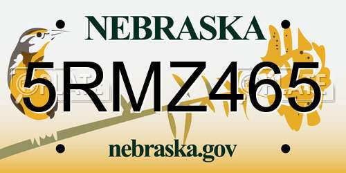 5RMZ465 Nebraska License Plate