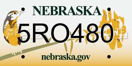 5RO480 Nebraska License Plate