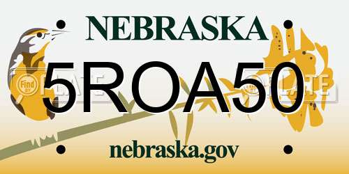 5ROA50 Nebraska License Plate