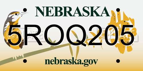 5ROQ205 Nebraska License Plate