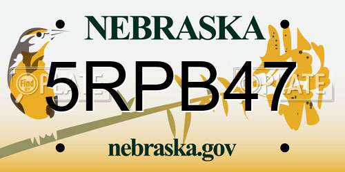 5RPB47 Nebraska License Plate