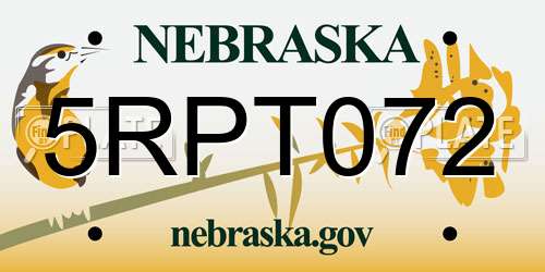 5RPT072 Nebraska License Plate