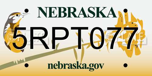 5RPT077 Nebraska License Plate