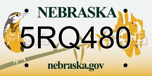 5RQ480 Nebraska License Plate