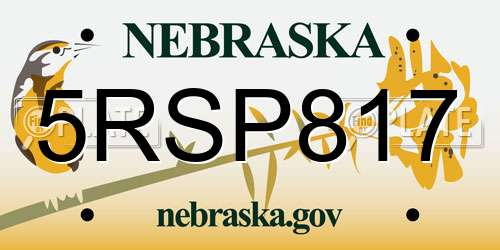 5RSP817 Nebraska License Plate