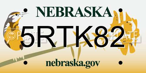 5RTK82 Nebraska License Plate