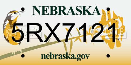 5RX7121 Nebraska License Plate